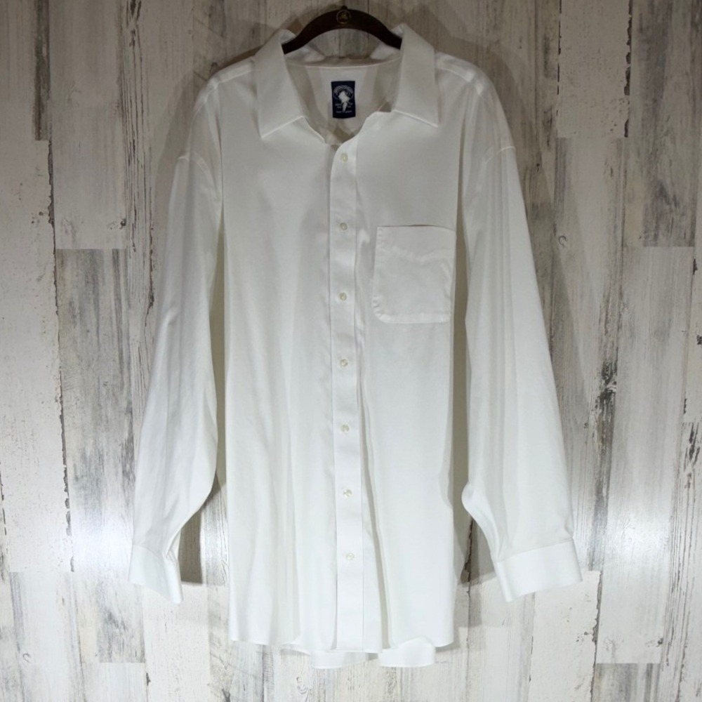 Brooks Brothers Button Down Shirt 2XL White Non-Iron Supima Stretch Long Sleeve